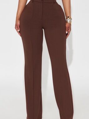 NWT Fashion Nova Chocolate Brown High-Waist Wide-Leg Pants